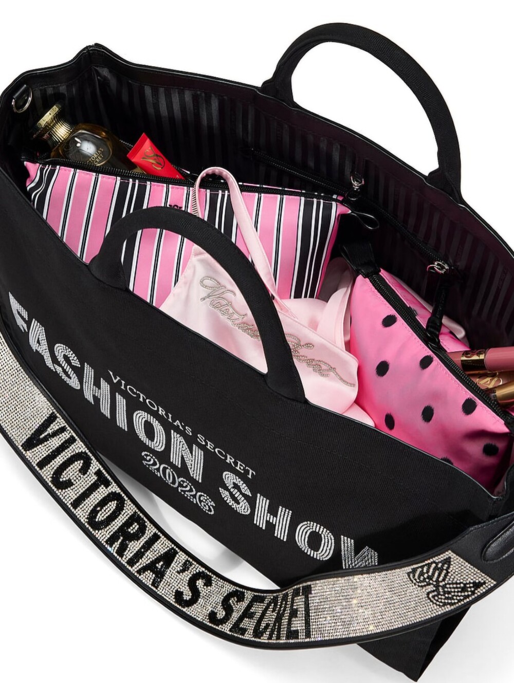VSFS 2026 VICTORIA'S SECRET FASHION SHOW Shine Strap Tote Bag BLACK ANGEL WING